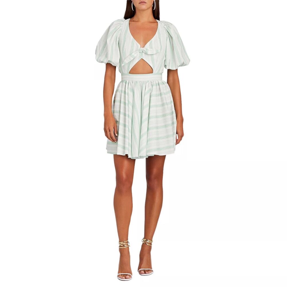 Rotate Birger Christensen Striped Cutout Mini Dress Organic Cotton. Sz 6